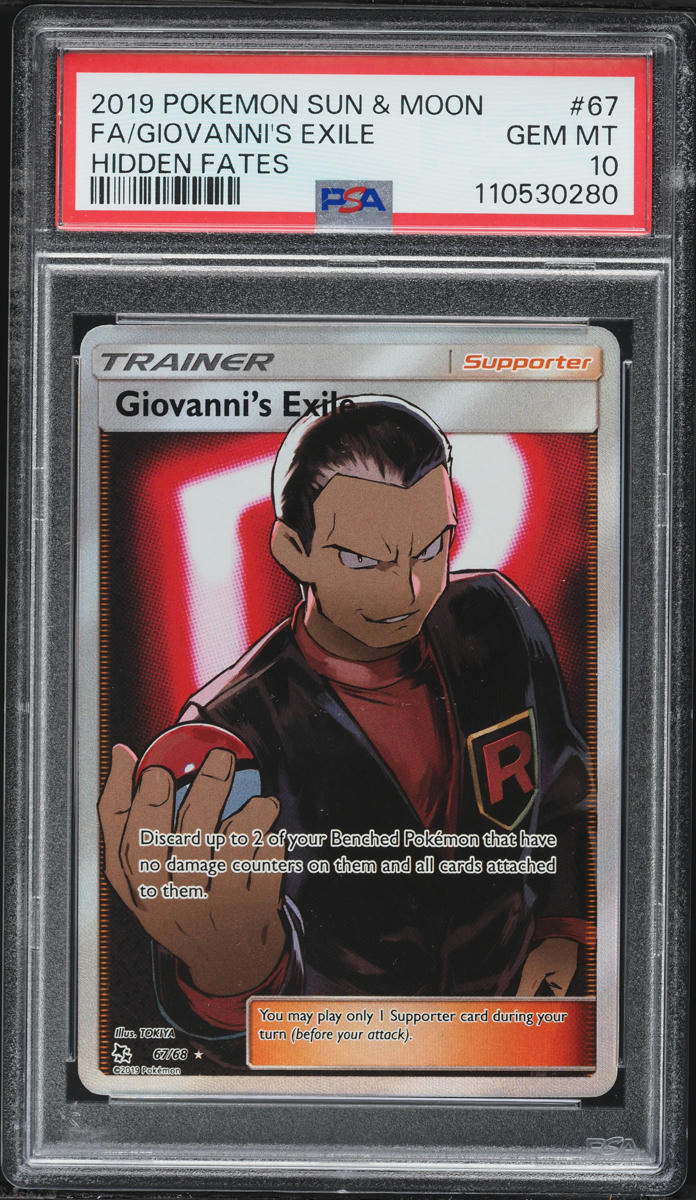2019 Pokemon Sun & Moon Hidden Fates Full Art Giovanni's Exile #67 PSA 10 GEM MINT