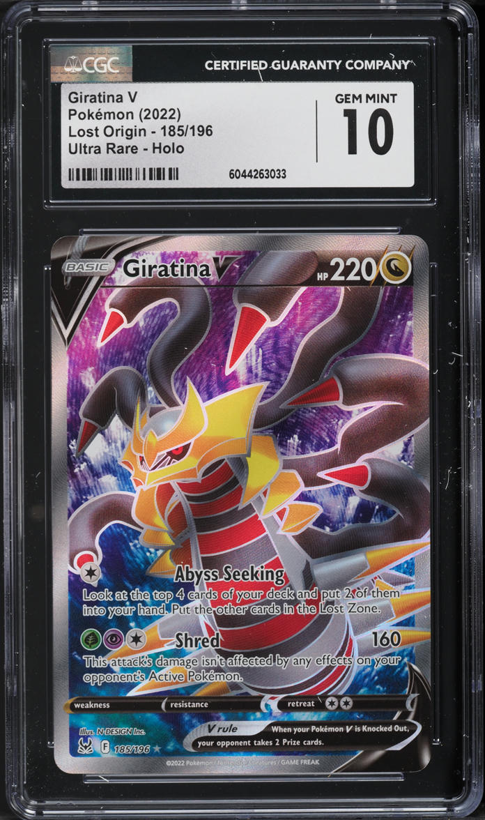 2022 Pokemon Sword & Shield Lost Origin Full Art Giratina V #185 CGC 10 GEM MINT