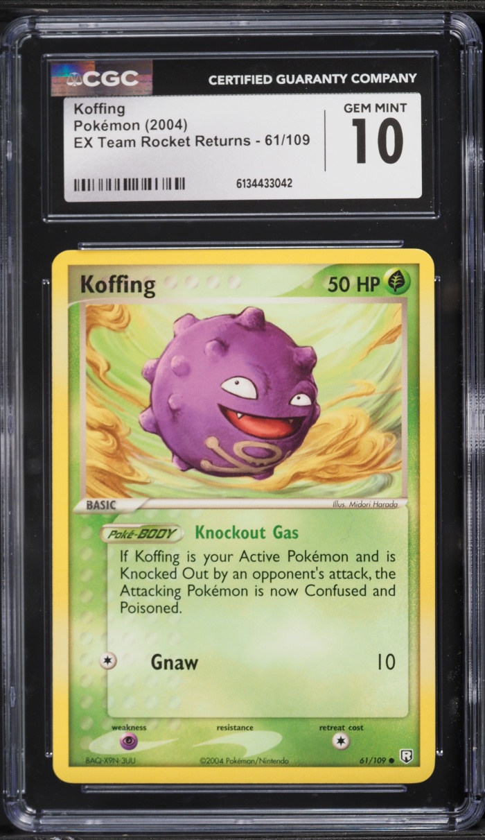 2004 Pokemon EX Team Rocket Returns Koffing #61 CGC 10 GEM MINT
