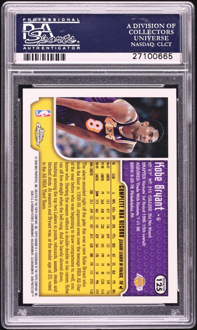 1999 Topps Chrome Refractor Kobe Bryant #125 PSA 10 GEM MINT