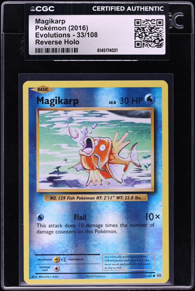 2016 Pokemon XY Evolutions Reverse Holo Magikarp #33 CGC AUTH