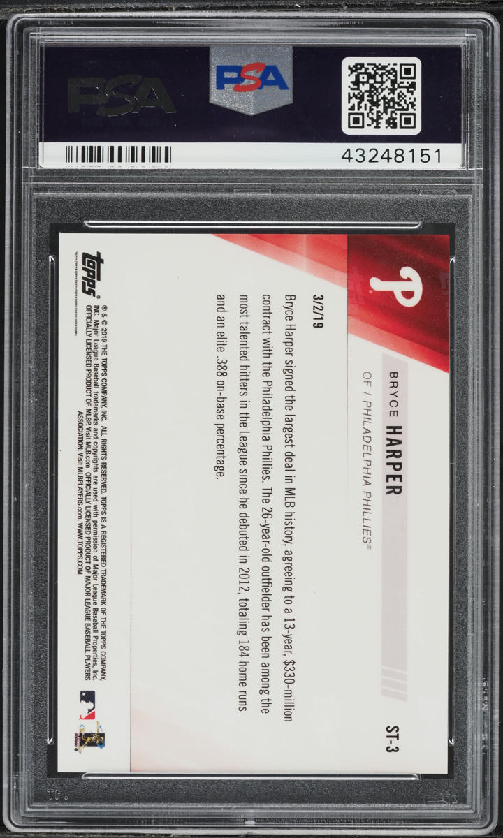 2019 Topps Now Bryce Harper #ST-3 PSA 10 GEM MINT