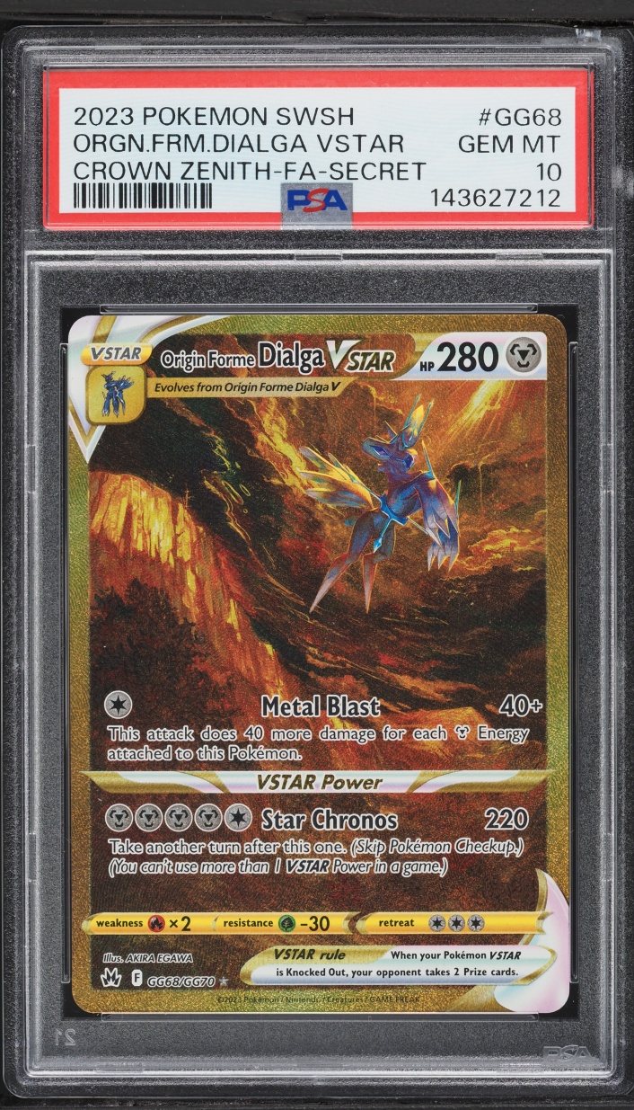 2023 Pokemon Sword & Shield Crown Zenith Gold Rare Origin Forme Dialga VSTAR #GG68 PSA 10 GEM