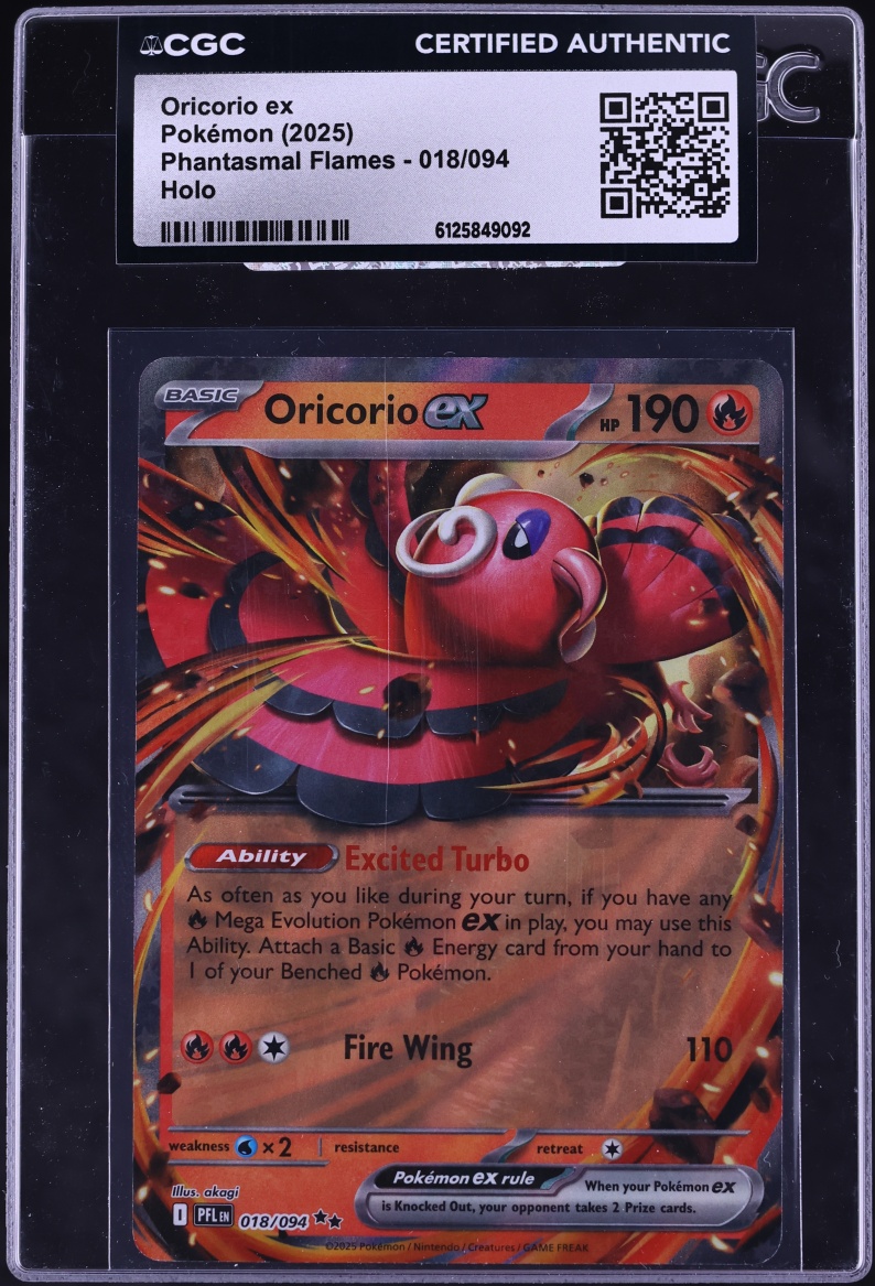 2025 Pokemon Mega Evolution Phantasmal Flames Holo Oricorio Ex #18 CGC AUTH