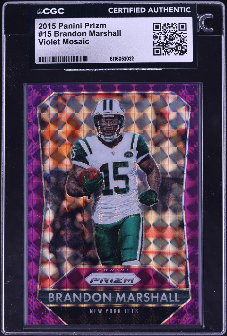 2015 Panini Prizm Violet Mosaic Brandon Marshall /50 #15 CGC AUTH - Photo 1