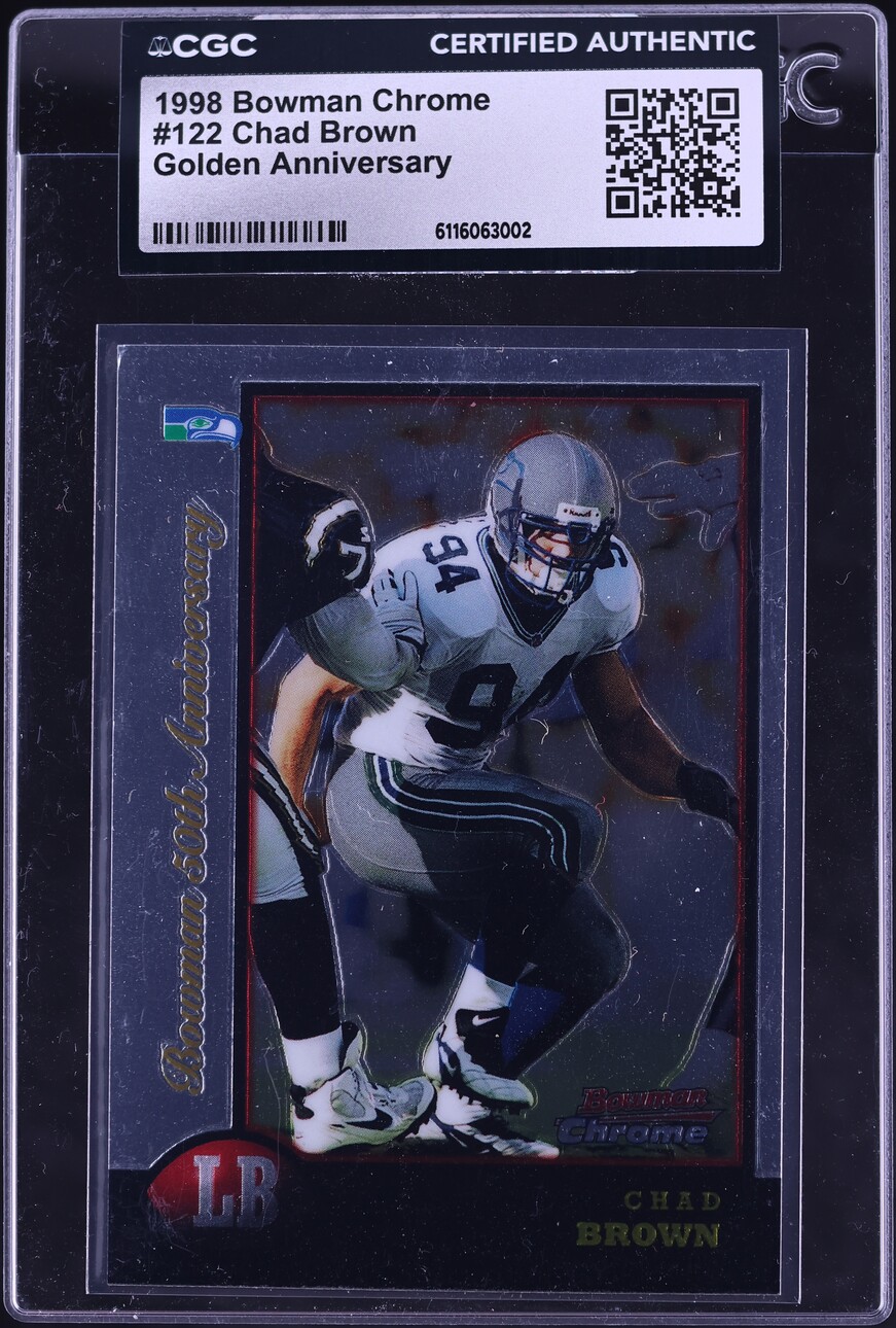 1998 Bowman Chrome Golden Anniversary Chad Brown /50 #122 CGC AUTH - Photo 1
