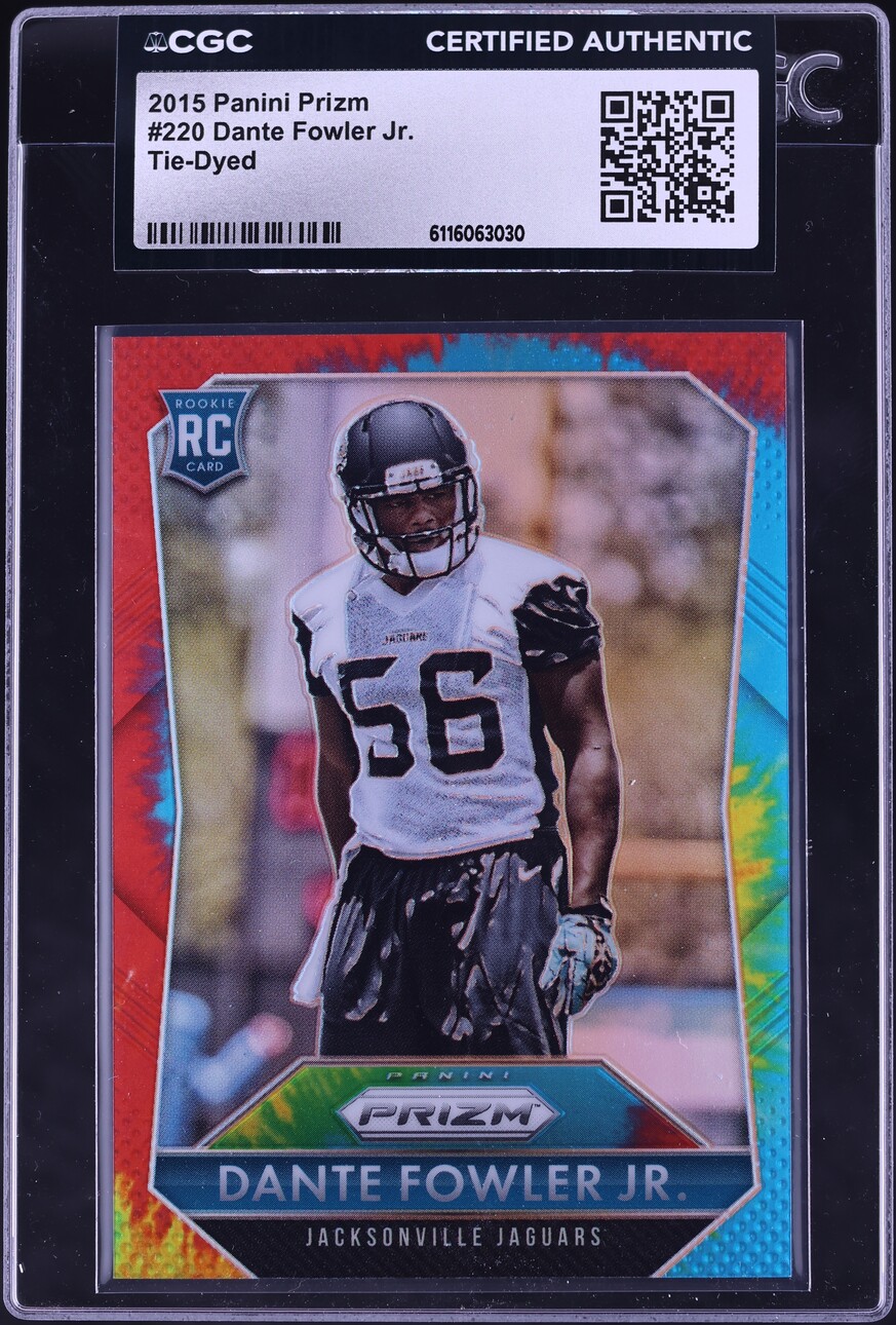 2015 Panini Prizm Tie-Dyed Dante Fowler Jr. ROOKIE /25 #220 CGC AUTH - Photo 1
