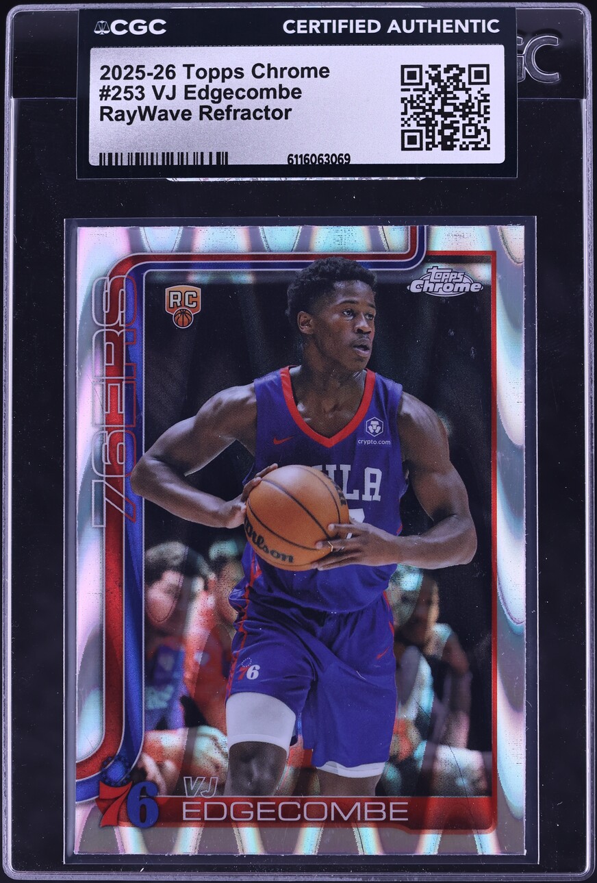 2025 Topps Chrome RayWave Refractor VJ Edgecombe ROOKIE #253 CGC AUTH - Photo 1