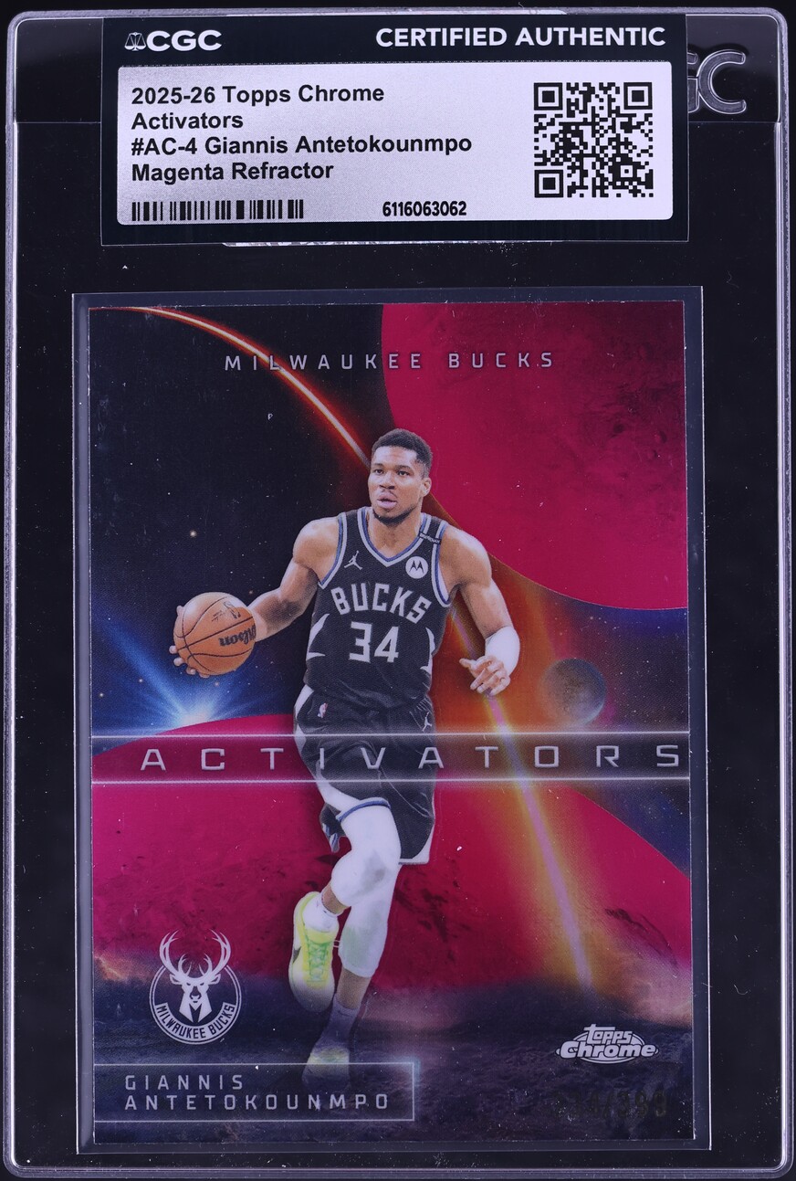 2025 Topps Chrome Activators Magenta Refractor Giannis Antetokounmpo #AC-4 CGC AUTH - Photo 1