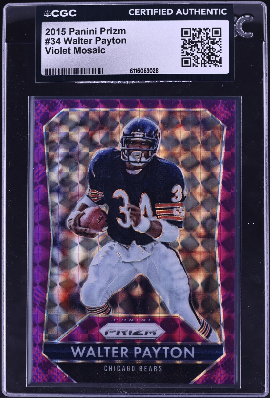 2015 Panini Prizm Violet Mosaic Walter Payton /50 #34 CGC AUTH - Photo 1