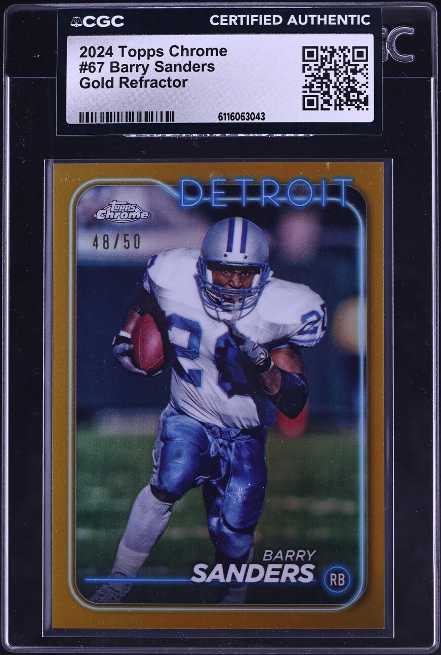 2024 Topps Chrome Gold Refractor Barry Sanders /50 #67 CGC AUTH - Photo 1