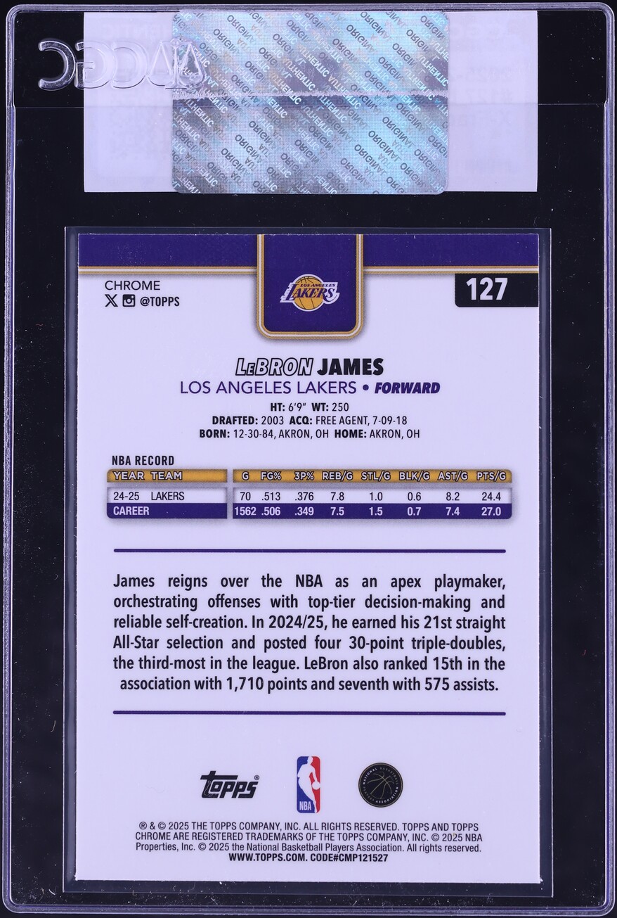 2025 Topps Chrome Xfractor LeBron James #127 CGC AUTH - Photo 2