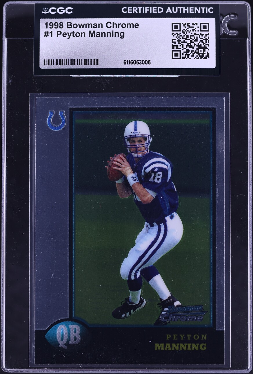 1998 Bowman Chrome Peyton Manning ROOKIE #165 CGC AUTH - Photo 1