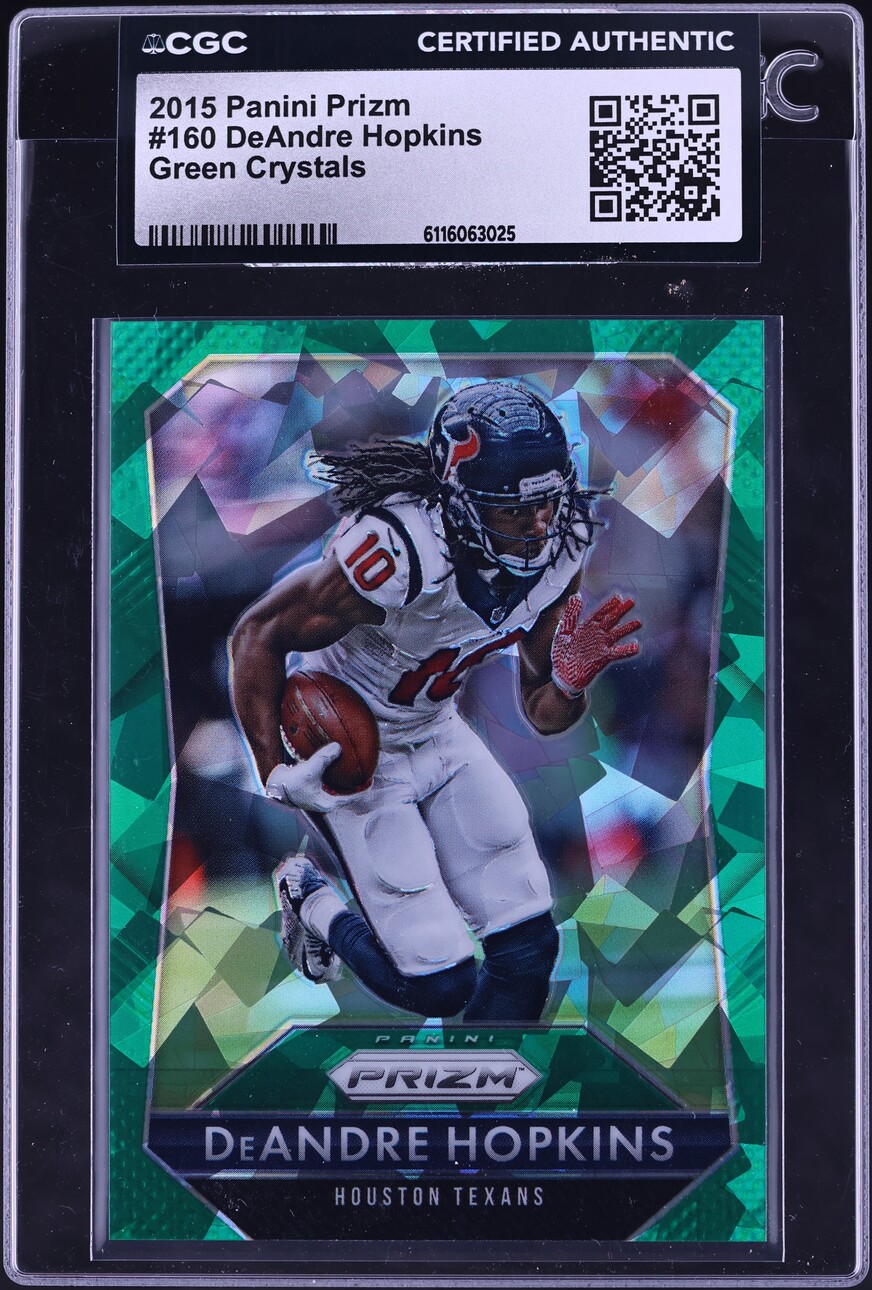 2015 Panini Prizm Green Crystals DeAndre Hopkins /75 #160 CGC AUTH - Photo 1