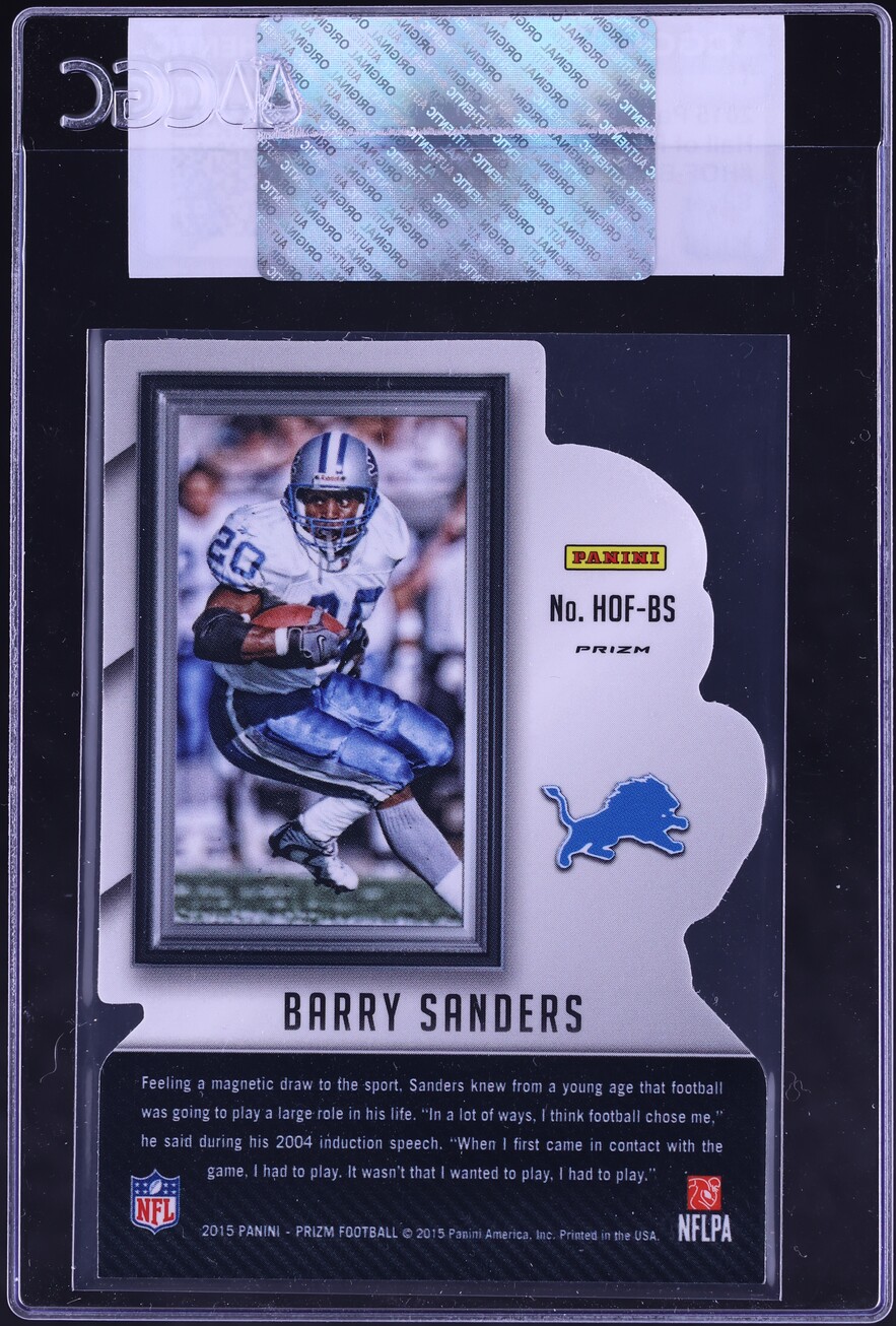 2015 Panini Prizm Hall Of Fame Silver Barry Sanders #HOF-BS CGC AUTH - Photo 2