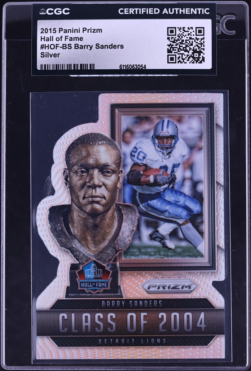 2015 Panini Prizm Hall Of Fame Silver Barry Sanders #HOF-BS CGC AUTH - Photo 1