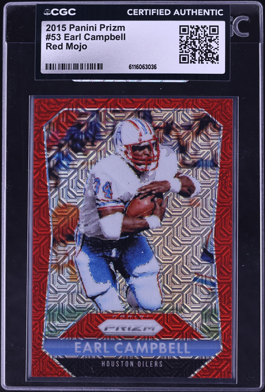 2015 Panini Prizm Red Mojo Earl Campbell /99 #53 CGC AUTH - Photo 1