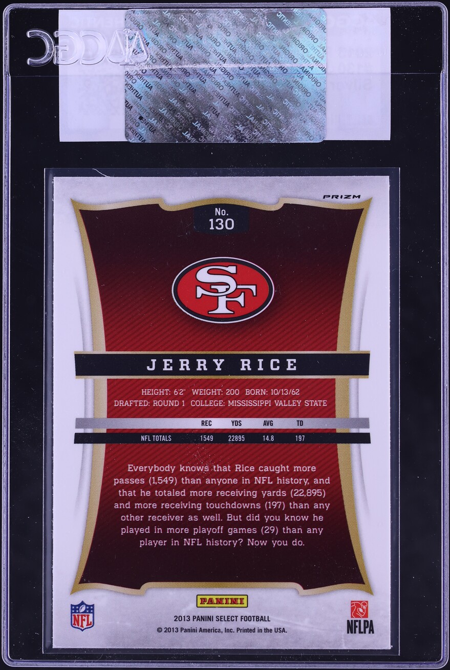 2013 Select Silver Prizm Jerry Rice #130 CGC AUTH - Photo 2