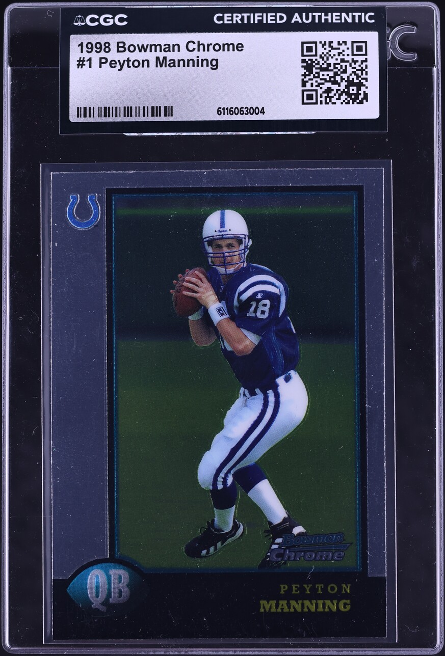 1998 Bowman Chrome Peyton Manning ROOKIE #165 CGC AUTH - Photo 1