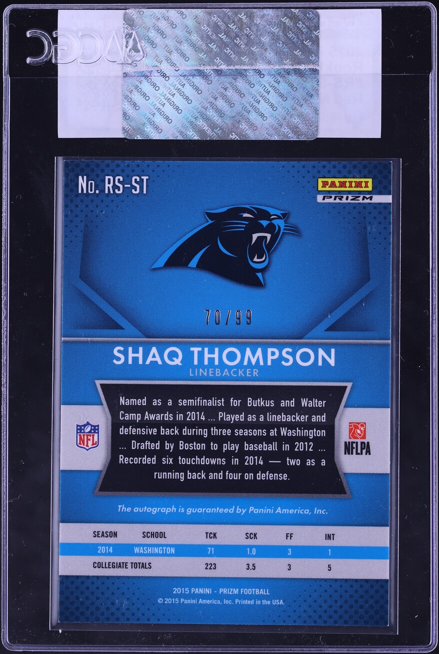 2015 Panini Prizm Red Mojo Shaq Thompson ROOKIE AUTO /99 #RS-ST CGC AUTH - Photo 2