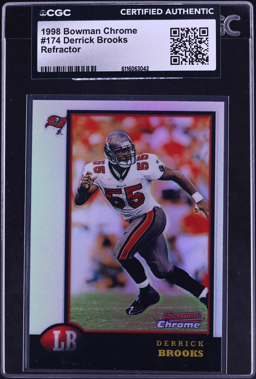 1998 Bowman Chrome Refractor Derrick Brooks #174 CGC AUTH - Photo 1