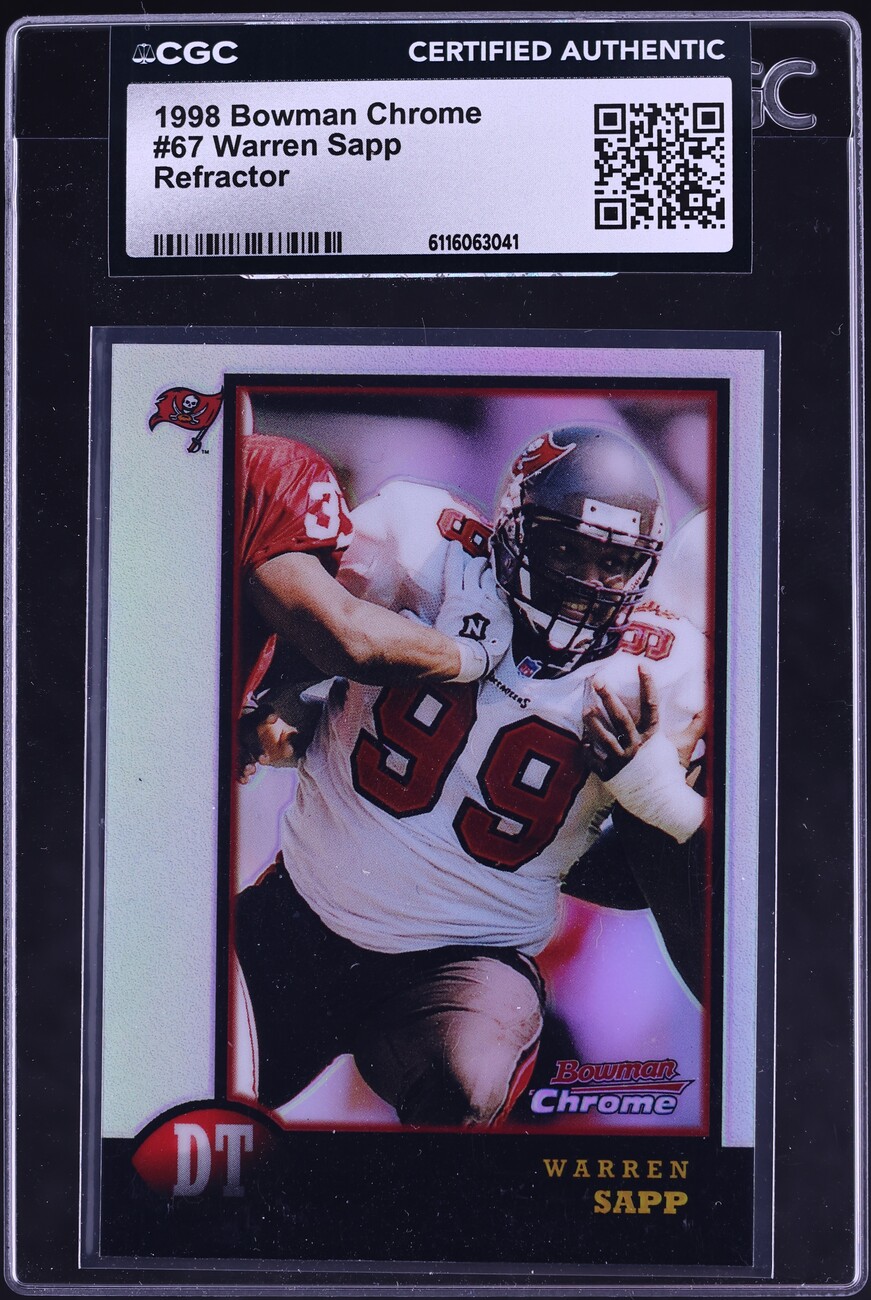 1998 Bowman Chrome Refractor Warren Sapp #67 CGC AUTH - Photo 1