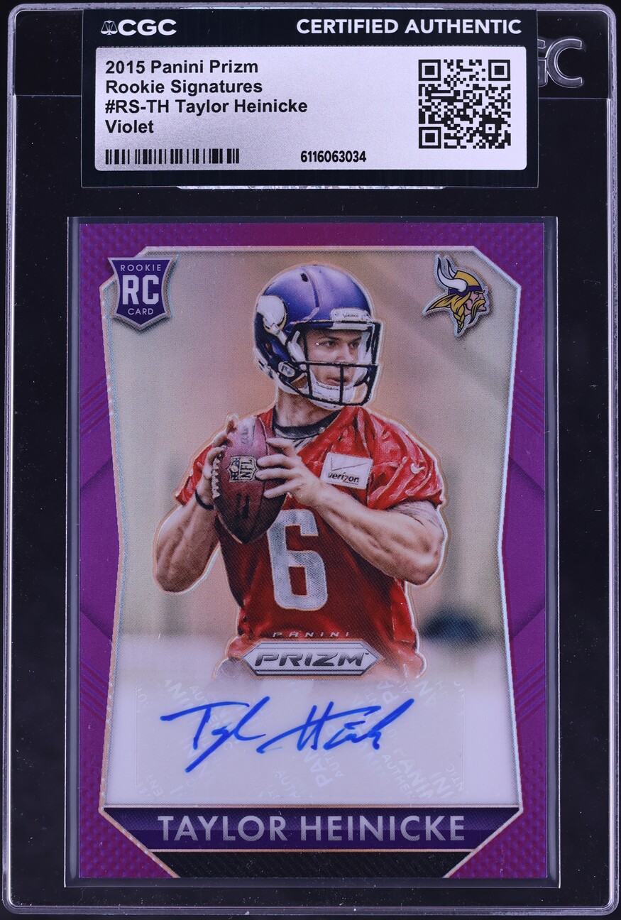2015 Panini Prizm Violet Taylor Heinicke ROOKIE AUTO #RS-TH CGC AUTH - Photo 1