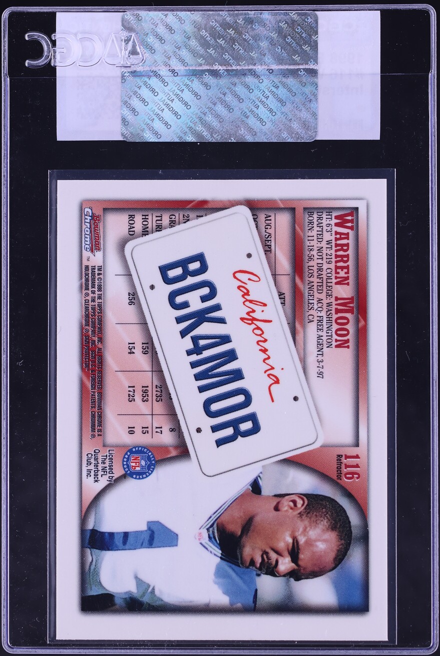 1998 Bowman Chrome Interstate Refractor Warren Moon #116 CGC AUTH - Photo 2
