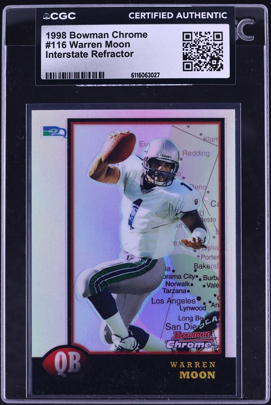 1998 Bowman Chrome Interstate Refractor Warren Moon #116 CGC AUTH - Photo 1