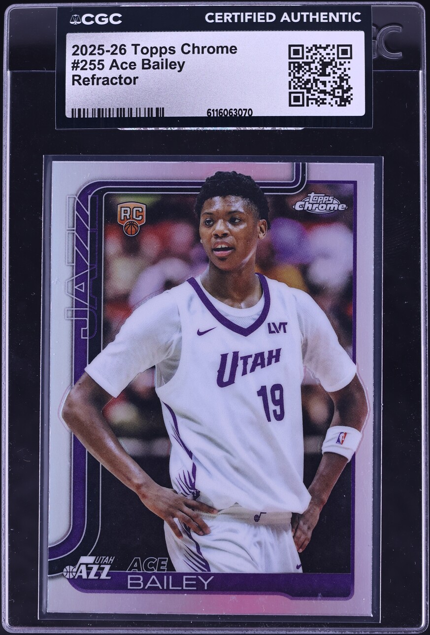 2025 Topps Chrome Refractor Ace Bailey ROOKIE #255 CGC AUTH - Photo 1
