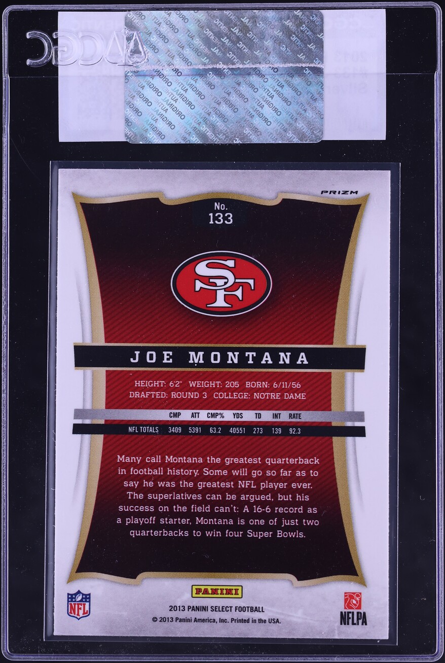 2013 Select Silver Prizm Joe Montana #133 CGC AUTH - Photo 2