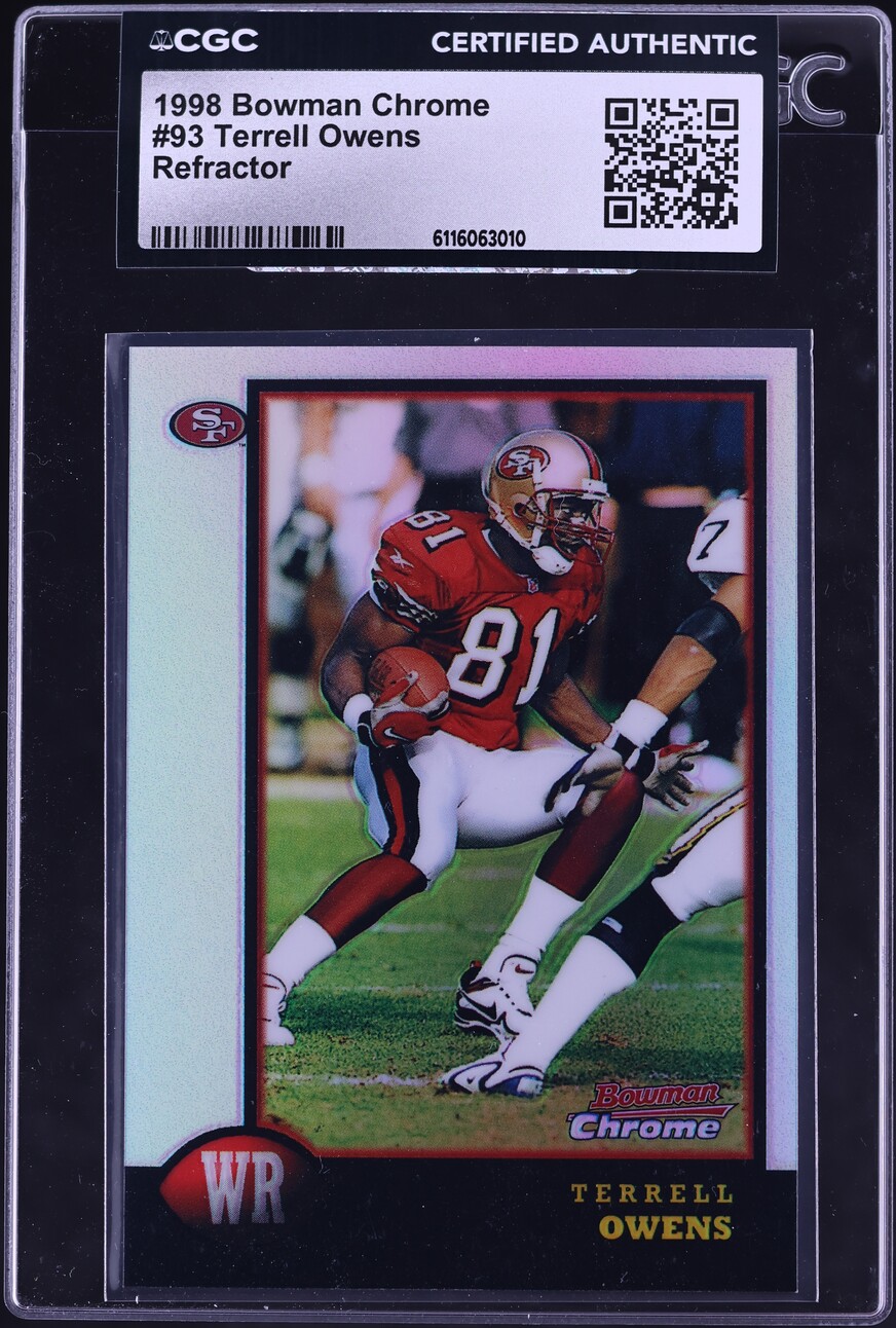 1998 Bowman Chrome Refractor Terrell Owens #93 CGC AUTH - Photo 1