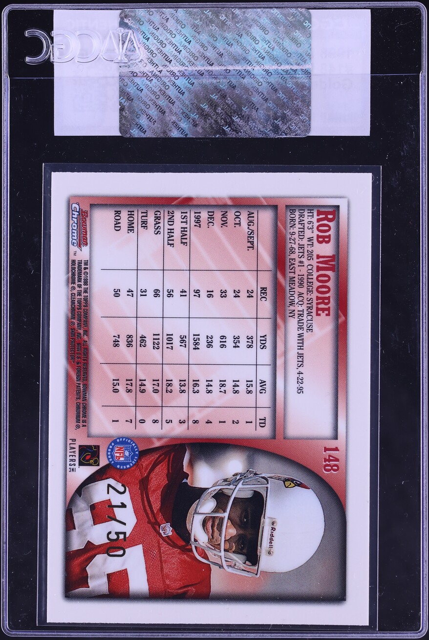 1998 Bowman Chrome Golden Anniversary Rob Moore /50 #148 CGC AUTH - Photo 2