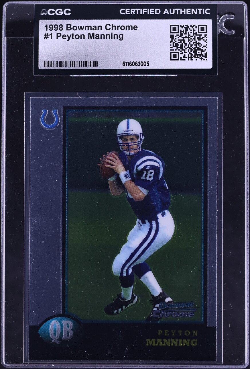 1998 Bowman Chrome Peyton Manning ROOKIE #165 CGC AUTH - Photo 1