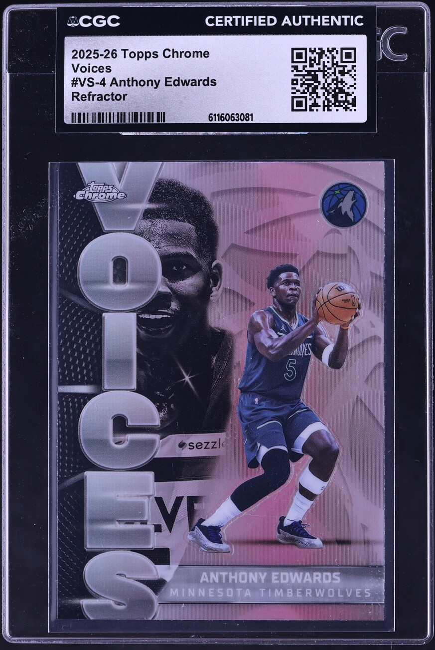 2025 Topps Chrome Voices Refractor Anthony Edwards #VS-4 CGC AUTH - Photo 1
