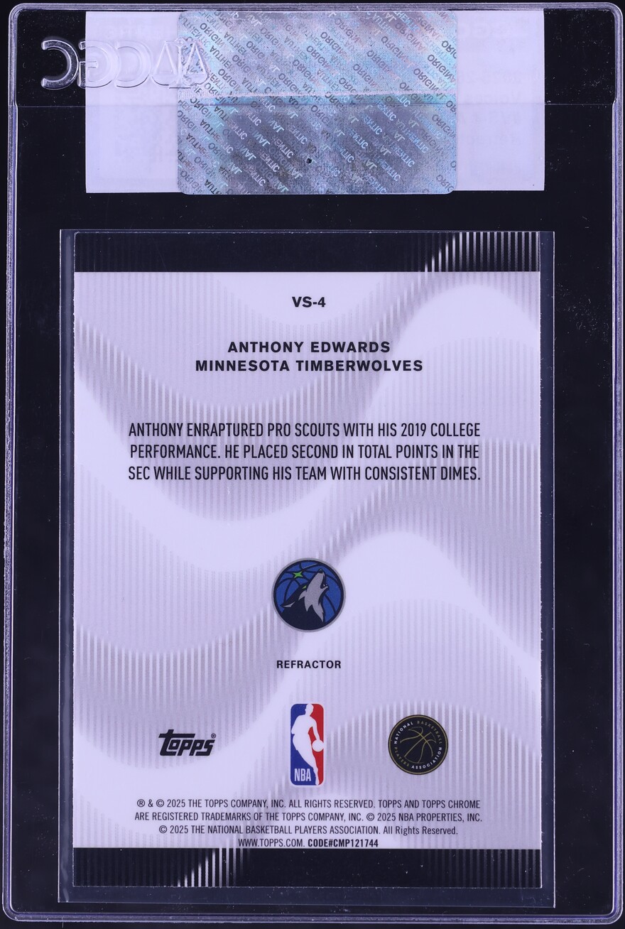2025 Topps Chrome Voices Refractor Anthony Edwards #VS-4 CGC AUTH - Photo 2