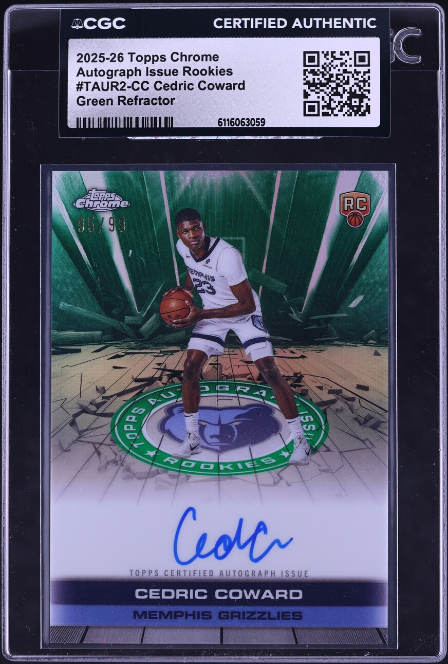 2025 Topps Chrome Issue Green Refractor Cedric Coward ROOKIE AUTO /99 #TAUR2-CC CGC AUTH - Photo 1