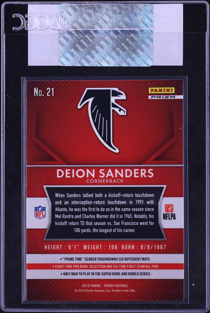 2015 Panini Prizm Red Deion Sanders #21 CGC AUTH - Photo 2