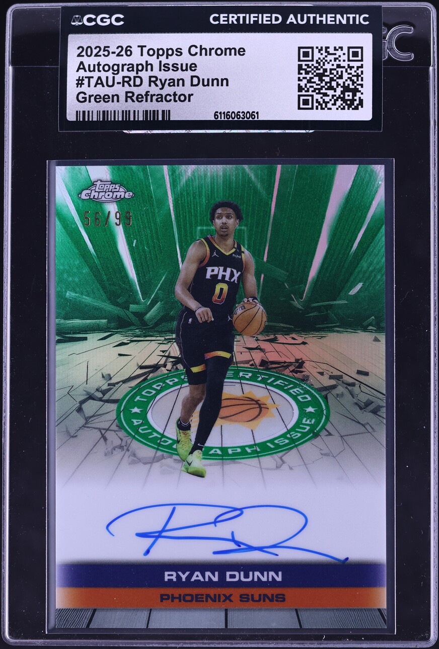 2025 Topps Chrome Issue Green Refractor Ryan Dunn AUTO /99 #TAU-RD CGC AUTH - Photo 1