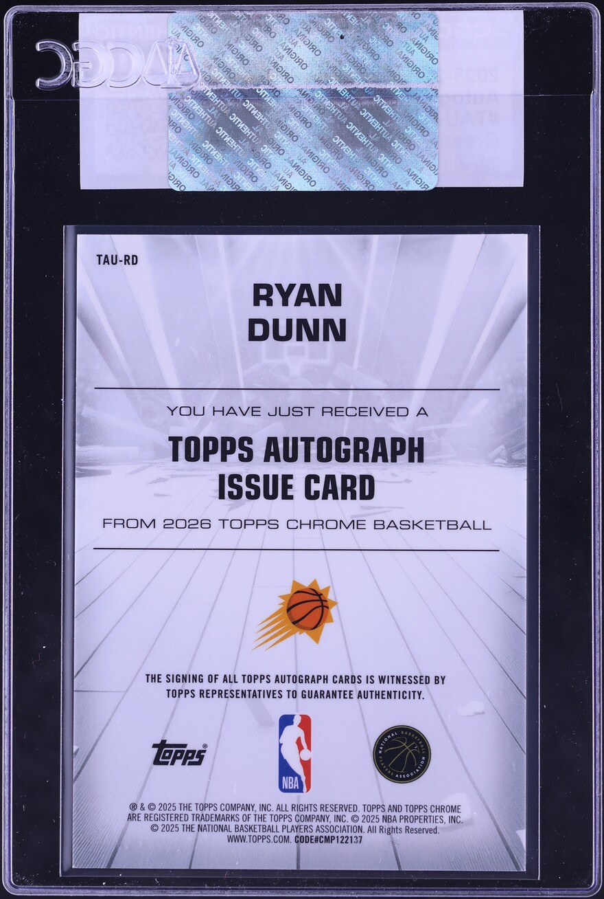 2025 Topps Chrome Issue Green Refractor Ryan Dunn AUTO /99 #TAU-RD CGC AUTH - Photo 2