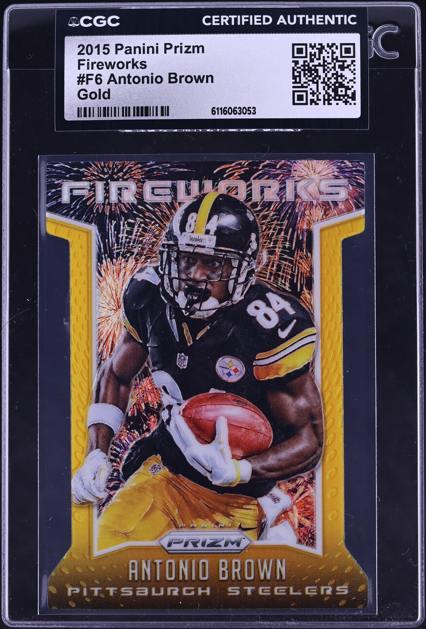 2015 Panini Prizm Fireworks Gold Antonio Brown 1/10 #F6 CGC AUTH - Photo 1
