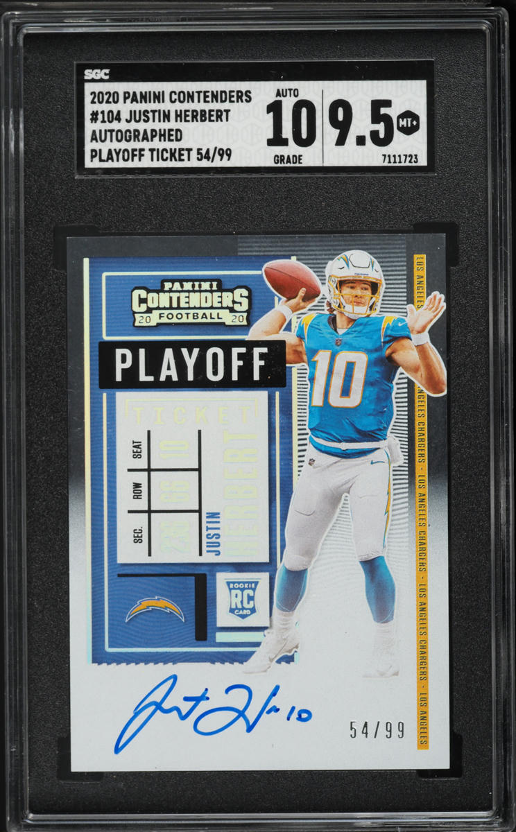 2020 Panini Contenders Playoff Ticket Justin Herbert ROOKIE AUTO /99 #104 SGC 9.5 MINT+
