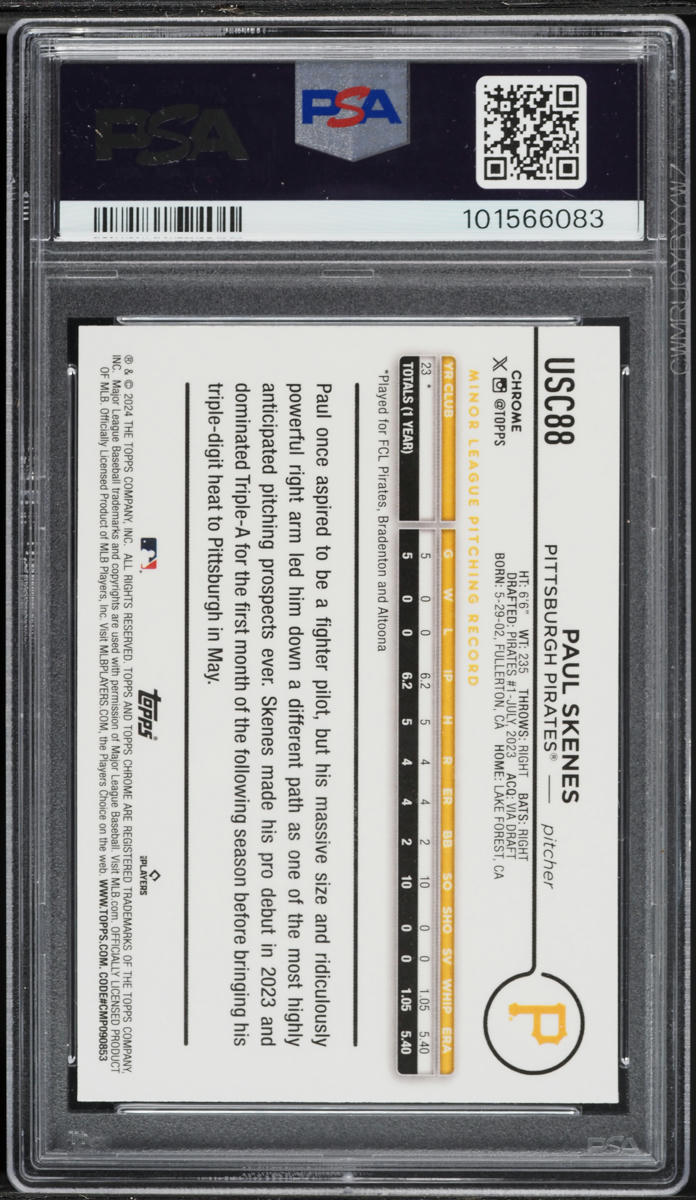 2024 Topps Chrome Update Variation Paul Skenes ROOKIE #USC88 PSA 10 GEM MINT
