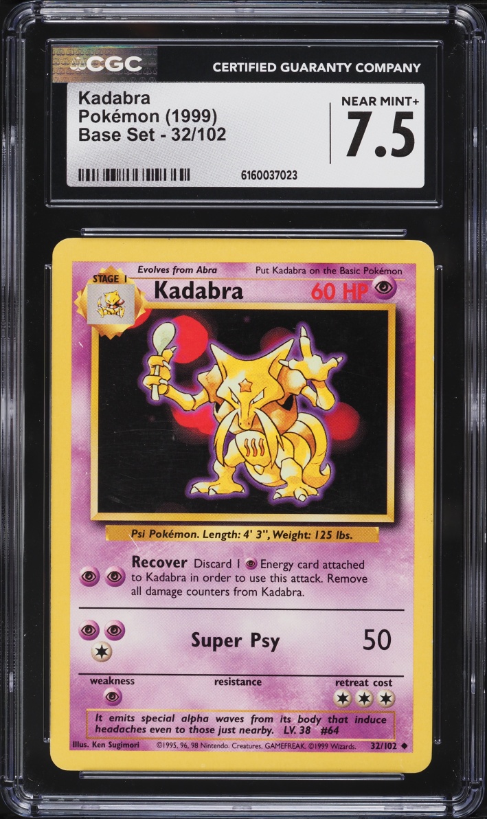 1999 Pokemon Base Set Kadabra #32 CGC 7.5 NRMT+