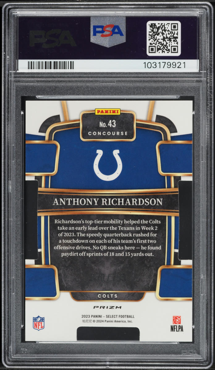 2023 Select Concourse White Prizm Die-Cut Anthony Richardson ROOKIE /199 #43 PSA 9 MINT
