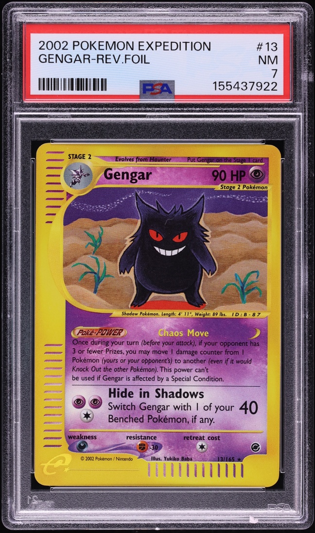 2002 Pokemon Expedition Reverse Holo Gengar #13 PSA 7 NRMT