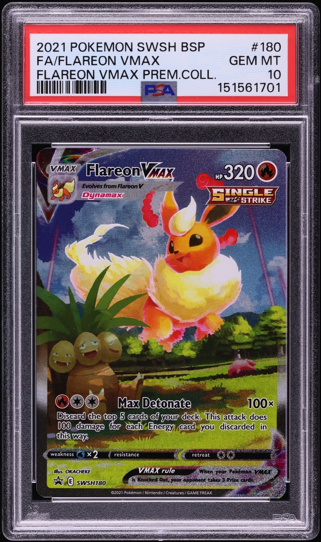 2021 Pokemon Sword & Shield Promo Premium Collection Full Art Flareon VMAX #180 PSA 10 GEM MINT