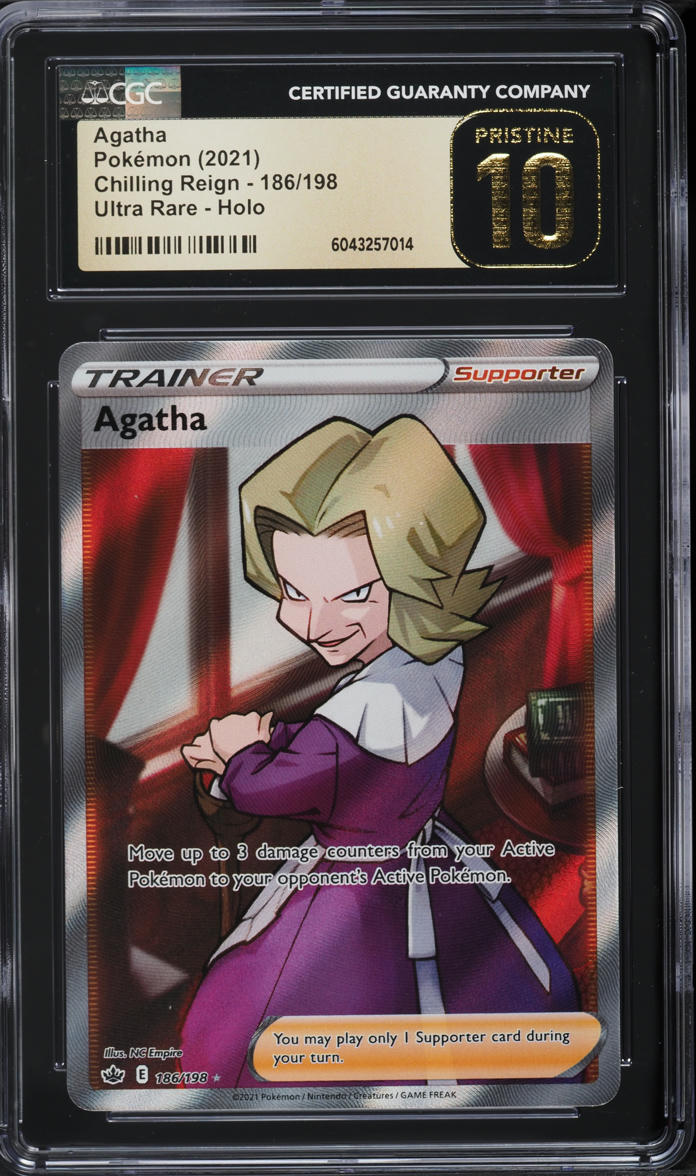 2021 Pokemon Sword & Shield Chilling Reign Full Art Agatha #186 CGC 10 PRISTINE