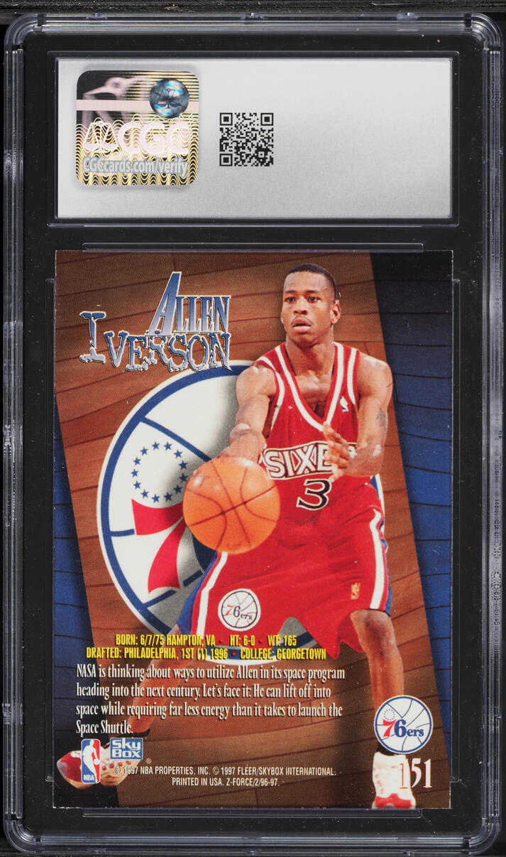 1996 Skybox Z-Force Allen Iverson ROOKIE #151 CGC 9 MINT