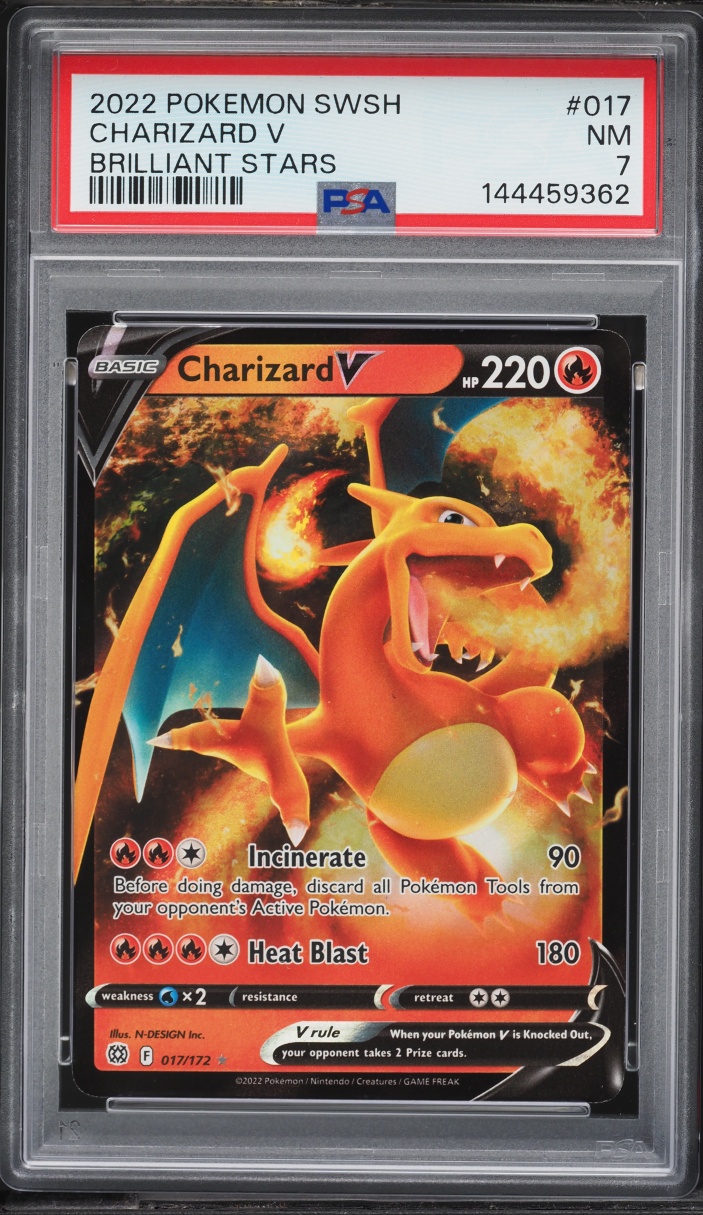 2022 Pokemon Sword & Shield Brilliant Stars Holo Charizard V #17 PSA 7 NRMT